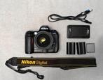 Nikon D100 set + lader+ batterijen - CF kaart+riem - getest, Audio, Tv en Foto, Fotocamera's Digitaal, Gebruikt, Spiegelreflex