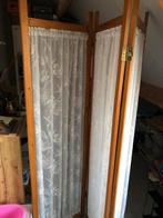 Kamerscherm hout wit linnen, Huis en Inrichting, Woonaccessoires | Kamerschermen, Ophalen, Zo goed als nieuw