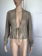 F44 Poools: maat 36/38=S/M vest beige/groen katoen