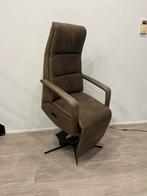 Hartog Sta-op Relaxfauteuil M Taupe Leer 3 motoren Stervoet, Verzenden, Zo goed als nieuw, Leer