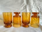 4 vintage amberkleurige borrel-, port- of likeurglaasjes, Ophalen of Verzenden, Zo goed als nieuw, Overige typen