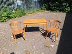 Houten Eettafel met 3 Stoelen, Ophalen, Gebruikt, Vintage, Minder dan 4 stoelen