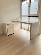 Keurige staat: wit IKEA Malm uittrekbaar bureau + ladeblok, Ophalen, Zo goed als nieuw, Bureau