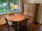 Antieke ronde boeren tafel met stoelen, Antiek en Kunst, Ophalen of Verzenden