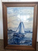 Tegeltableau Zeilschip in Houten Lijst, Antiek en Kunst, Antiek | Wandborden en Tegels, Ophalen of Verzenden
