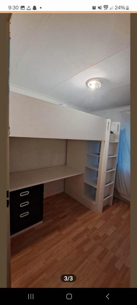 Hoogslaper met bureau en kast, Kinderen en Baby's, Kinderkamer | Stapelbedden en Hoogslapers, Gebruikt, Hoogslaper, Ophalen