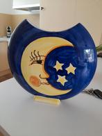 Keramieken vaas met maan en sterren, Gebruikt, Blauw, Aardewerk of Porselein, Ophalen of Verzenden