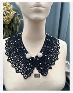 Zwarte kraag met parels + gratis oorclips, Ophalen of Verzenden