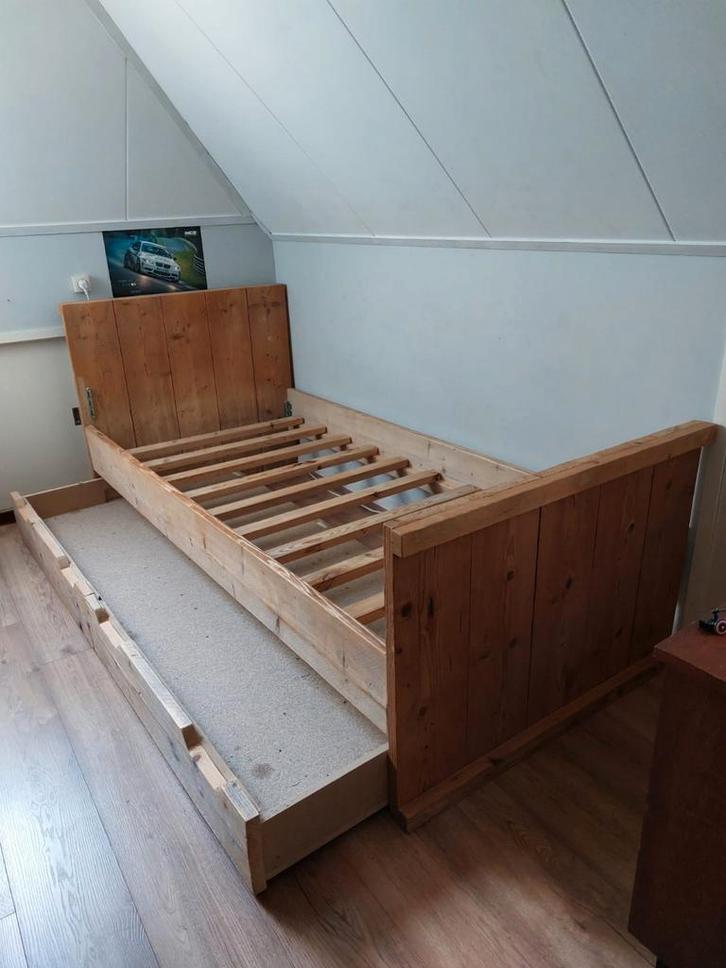Steigerhouten Bed 90x200, Huis en Inrichting, Slaapkamer | Bedden, Ophalen