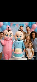 Gender reveal mascotte verhuur, Hobby en Vrije tijd, Feestartikelen | Verhuur, Ophalen of Verzenden, Zo goed als nieuw, Geboorte of Huwelijk