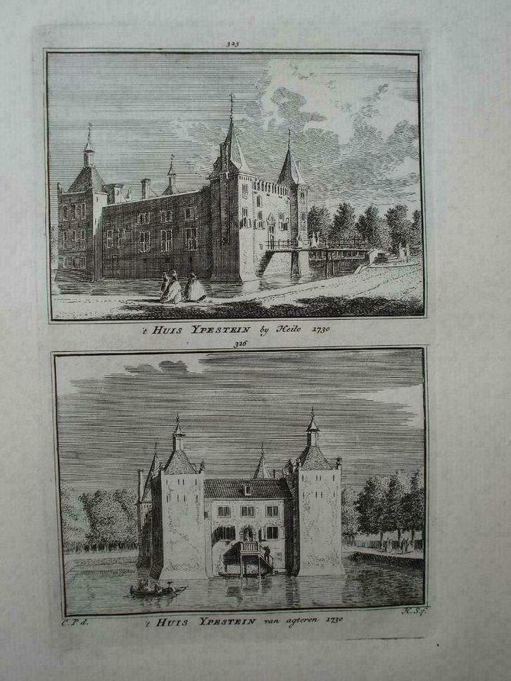 325-326 / Heiloo  Huis Ypenstein Kopergravure 1750, Antiek en Kunst, Kunst | Etsen en Gravures, Ophalen of Verzenden