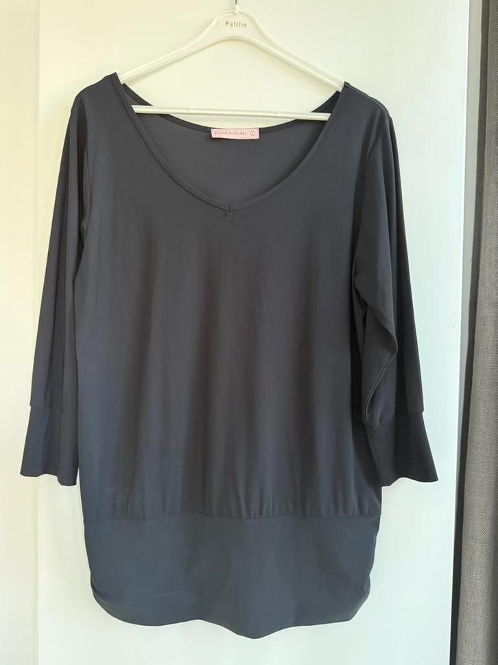 zwarte Tandem longline top travelstof maat L STUDIO ANNELOES, Kleding | Dames, Tops, Gedragen, Maat 42/44 (L), Zwart, Lange mouw