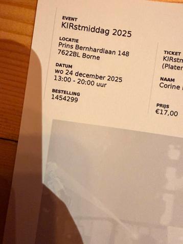 Kerstmiddag kaartje voor KIR / KIRstmiddag