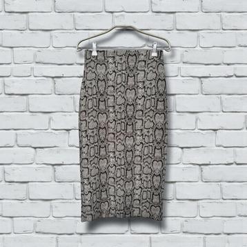 Zara Rok Maat S Grijs Zwart Midi Koker Slangenprint beschikbaar voor biedingen