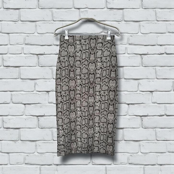Zara Rok Maat S Grijs Zwart Midi Koker Slangenprint, Kleding | Dames, Rokken, Zo goed als nieuw, Maat 36 (S), Zwart, Onder de knie