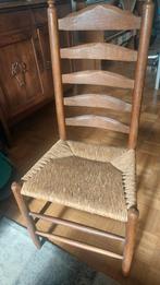Houten stoel met rieten zitting, Ophalen, Riet of Rotan, Gebruikt, Bruin