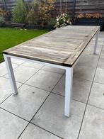 Buitentafel teakhout inclusief 6 stoelen en kussens, Tuin en Terras, Tuinstoelen, Ophalen, Gebruikt, Teakhout