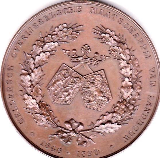 GELDERSCHE OVERIJSSELSCHE MAATSCHAPPIJ VAN LANDBOUW, Postzegels en Munten, Penningen en Medailles, Overige materialen, Ophalen of Verzenden