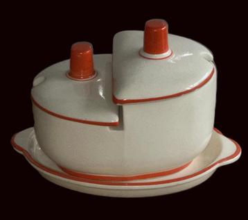 Art Deco antiek zout en mosterd stel uit Tsjechie beschikbaar voor biedingen