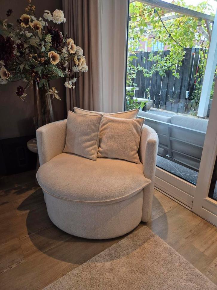 Goossens Teddy Fauteuil - Wit, Huis en Inrichting, Fauteuils, Gebruikt, Stof, 75 tot 100 cm, 75 tot 100 cm, Ophalen