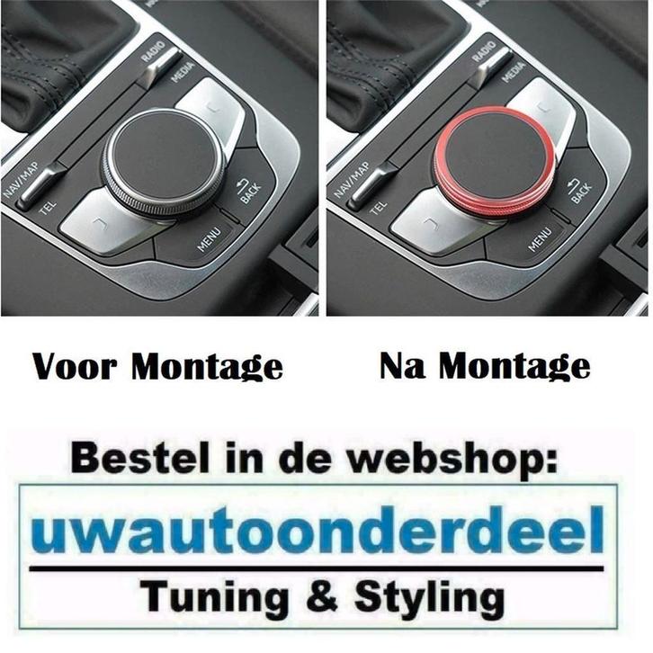 Navigatie knop Trim Rood Geschikt voor Audi A3 S3 Rs3 8V MMI, Auto diversen, Tuning en Styling, Ophalen of Verzenden