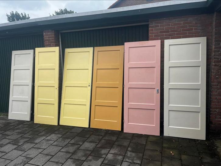 Oude 4-vaks stompe paneeldeuren +-201cm hoog., Doe-het-zelf en Verbouw, Overige Doe-het-zelf en Verbouw, Gebruikt, Ophalen