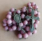 79-69 prachtige vintage roze glas rozenkrans, Verzamelen, Ophalen of Verzenden, Zo goed als nieuw