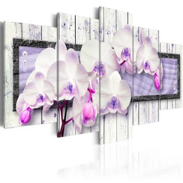 344 Paars Orchidee Hout 5 Luik Canvas Schilderij 200x100cm beschikbaar voor biedingen
