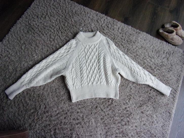 GEBREIDE KABELTRUI MAAT M/STOERE KABELTRUI 5% WOL/60CM LANG, Kleding | Dames, Truien en Vesten, Gedragen, Maat 38/40 (M), Overige kleuren