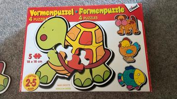 Vormenpuzzel 4 puzzels dieren peuter 5 stukjes beschikbaar voor biedingen