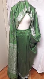 100% zijden stof, geborduurde Indiase sari, Antiek en Kunst, Antiek | Kleden en Textiel, Ophalen of Verzenden