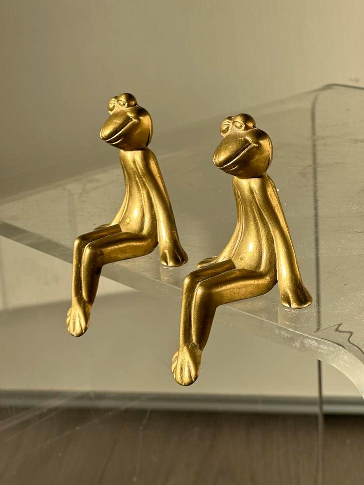 Vintage Messing Kikker Wanddecoratie zittende kikkers