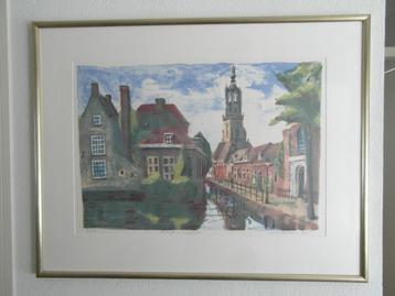 JEROEN HERMKENS ;litho ,ingelijst, Stadsgezicht Amersfoort beschikbaar voor biedingen