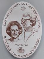 Wandtegel; Troonafstand 30-04-1980 koningin Juliana, Verzamelen, Ophalen of Verzenden, Zo goed als nieuw, Nederland, Overige typen