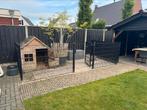 Dubbel staafmat hekwerk met poort en slot., Tuin en Terras, Ophalen of Verzenden, Zo goed als nieuw, IJzer, Met poort
