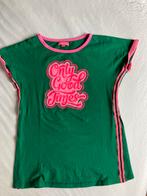 Tof shirt - groen met neon roze! 140/146, Meisje, Ophalen of Verzenden, Zo goed als nieuw, Shirt of Longsleeve