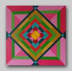 Ruitvorm in roze en groen, Antiek en Kunst, Kunst | Schilderijen | Abstract, Ophalen