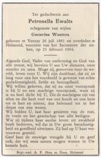 Petronella Ewalts 1881 Venray + 1964 Helmond, 82 jr, Verzamelen, Bidprentjes en Rouwkaarten, Verzenden