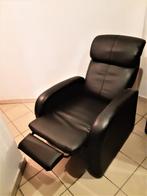 Relaxzetel met voetbankje zwart , in zeer goede staat., Huis en Inrichting, Fauteuils, Ophalen, Gebruikt, 125 cm of meer