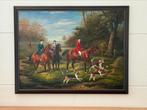 Paarden schilderij met jachthonden  super mooi, Antiek en Kunst, Ophalen