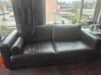 2x bruin lederen banken 2 zits, Ophalen, Gebruikt, 75 tot 100 cm