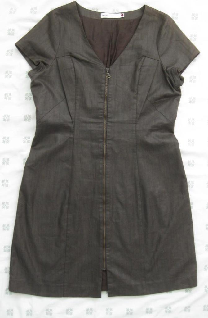 By Groth jurk, donkerbruin, getailleerd, met rits, mt L = 40, Kleding | Dames, Jurken, Zo goed als nieuw, Maat 38/40 (M), Bruin