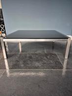 Stijlvolle salontafel met zwart glas, Huis en Inrichting, Tafels | Salontafels, Ophalen, Gebruikt, 50 tot 100 cm, Vierkant