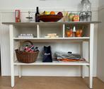 Witte houten sidetable met grijs bovenblad, Huis en Inrichting, Ophalen, Gebruikt, 100 tot 150 cm, Overige houtsoorten