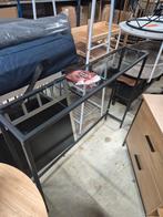Zwarte sidetable met glas - 100x20x80cm, Ophalen, Minder dan 50 cm, Gebruikt, 100 tot 150 cm