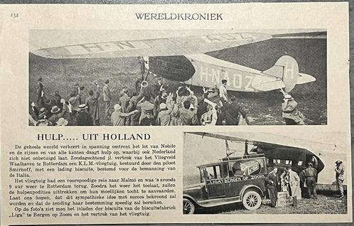 artikel 1928 Wereldkroniek KLM vliegtuig Liga Bergen op Zoom, Verzamelen, Merken en Reclamevoorwerpen, Zo goed als nieuw, Overige typen