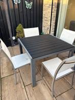 Tuinset met 4 stoelen -moet weg uiterlijk 30-01-26!, Ophalen, 4 zitplaatsen, Gebruikt, Aluminium