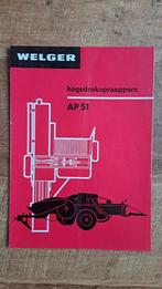 Oude folder WELGER hogedrukopraappers, hooipers, jaren 70, Ophalen of Verzenden, Zo goed als nieuw, Folder