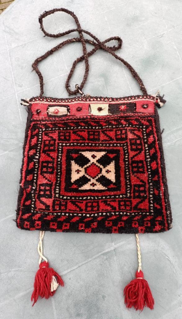 Antiek AFSHAR Perzisch tapijt kelim kamelentas bag graan, Antiek en Kunst, Antiek | Kleden en Textiel, Ophalen of Verzenden