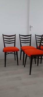 Vintage Eetkamerstoelen Set van 4 - Oranje Wol, Huis en Inrichting, Ophalen, Gebruikt, Overige kleuren, Vintage